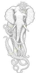 elephant octopus tattoo design idea