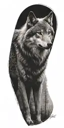 angel wolf nature tattoo design idea