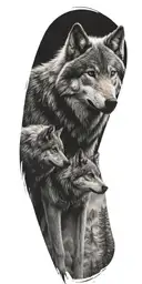 angel wolf nature tattoo design idea