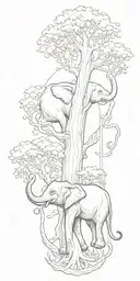 tree elephants octopus tattoo design idea