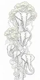 tree elephants octopus tattoo design idea