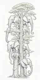 tree elephants octopus tattoo design idea