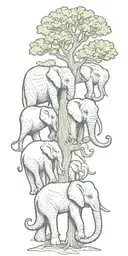 tree elephants octopus tattoo design idea