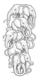 three elephants as octopus tattoo design idea