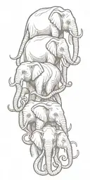 three elephants as octopus tattoo design idea