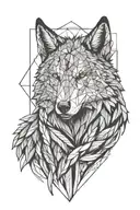 angel wolf nature tattoo design idea