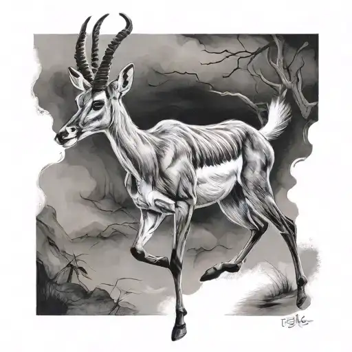 Goitered gazelle running tattoo design idea