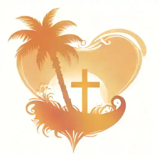 palm tree, wave, cross tattoo design tattoo design idea