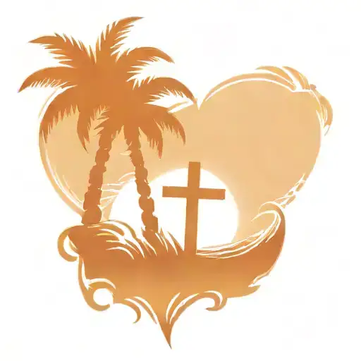 palm tree, wave, cross tattoo design inspired tattoo design idea