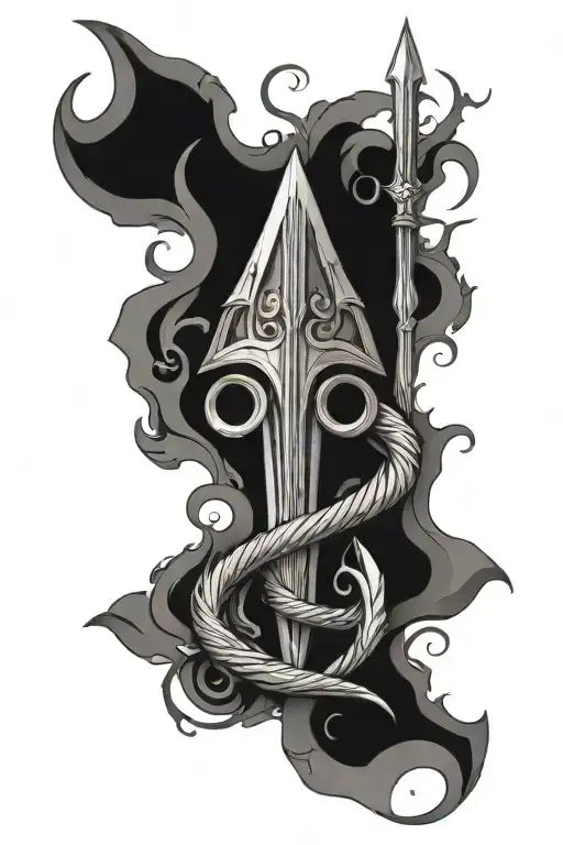 click with trident intertwined tattoo design idea