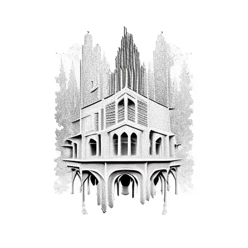 upside down church  tattoo design idea