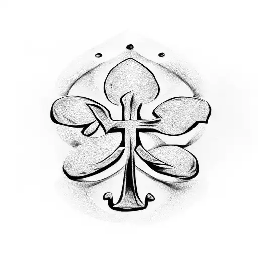 Create a simple black and white tattoo design of the Irish clover leaf symbol of the University of Notre Dame tattoo design idea
