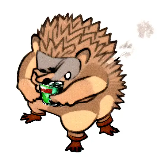 hedgehog with  muscle, drinking vodka  tattoo design idea