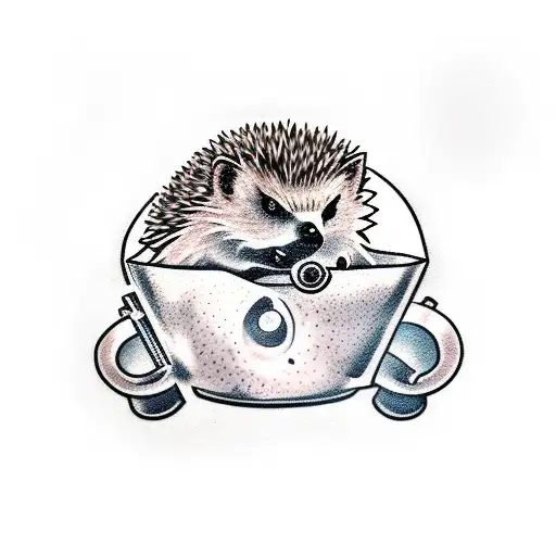 hedgehog with some muscle, drinking alcohol  tattoo design idea