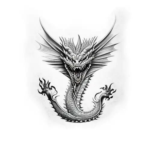 Angry dragon tattoo design idea