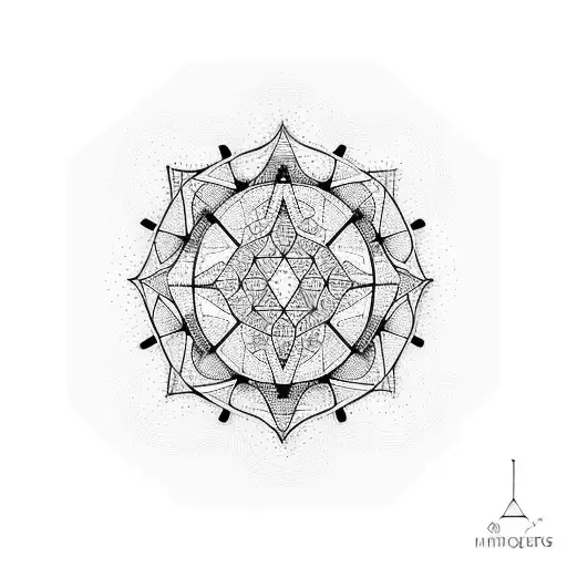 a minimalist telescope with dot work and geometric aspects  tattoo design idea