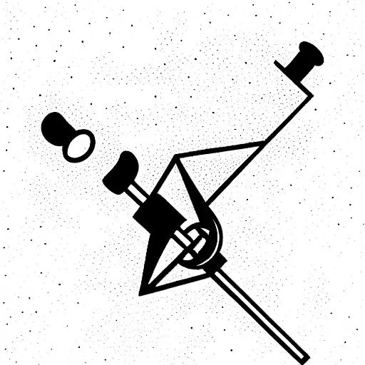 a minimalist telescope with dot work and geometric aspects  tattoo design idea