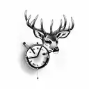 deer with a clock and cards tattoo design idea