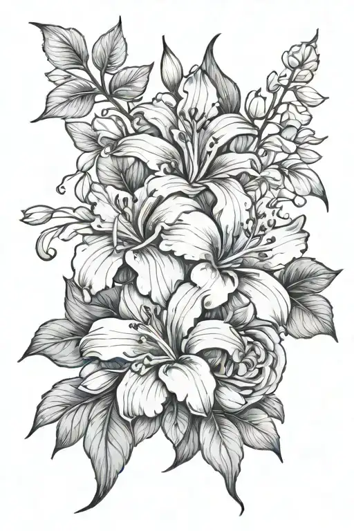 roses hibiscus tulips lilies orchid gardenia flowers tattoo design idea