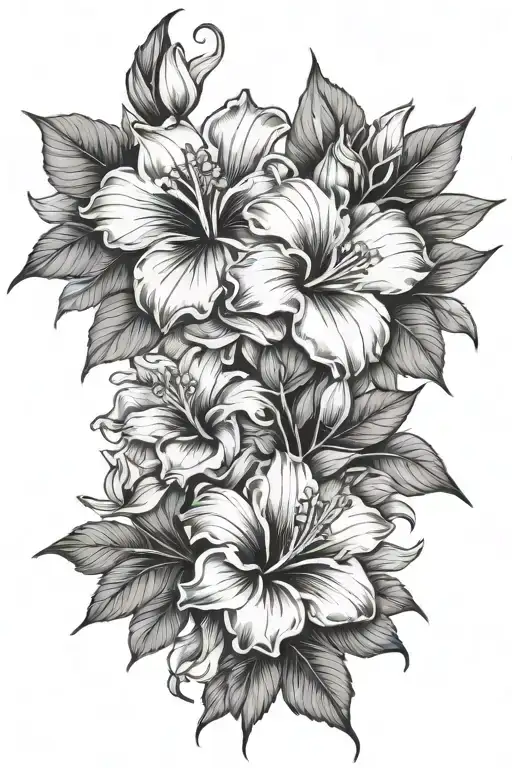 roses hibiscus tulips lilies orchid gardenia flowers tattoo design idea