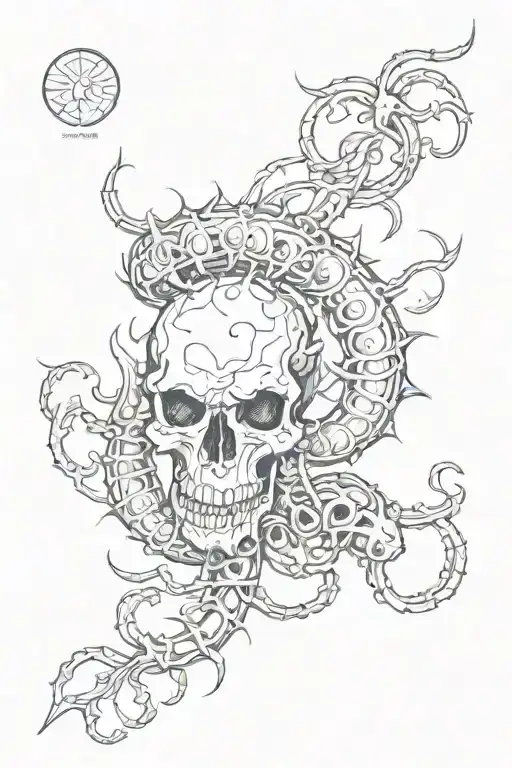 Graphic style tattoo of a Centipede composed of SKULLS tattoo design idea