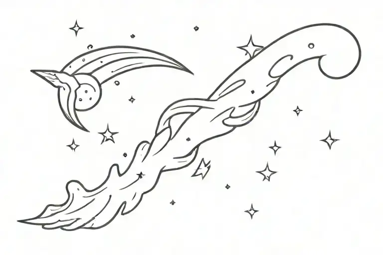 Simple Cartoonish comet tattoo design idea