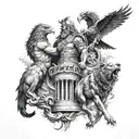 zue eagle vs hades and Cerberus, gladiator and Spartans  tattoo design idea