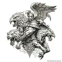 zue eagle vs hades and Cerberus, gladiator and Spartans  tattoo design idea