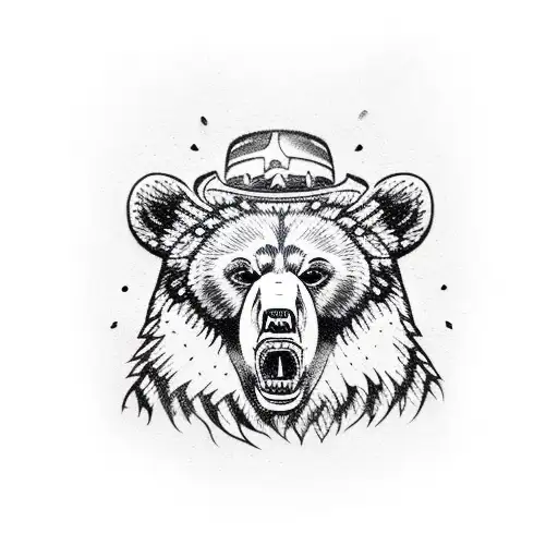 fying redneck bear tattoo design idea