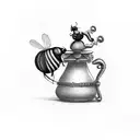 genie lamp with bee tattoo design idea