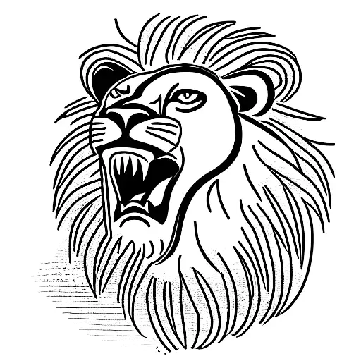 Lion with open mouth with clock in its mouth wit hydrangea around it  tattoo design idea