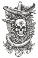 octopus anchor skull compass fish skeleton trees carnations  c130 airplane ship fishing lures  tattoo design idea