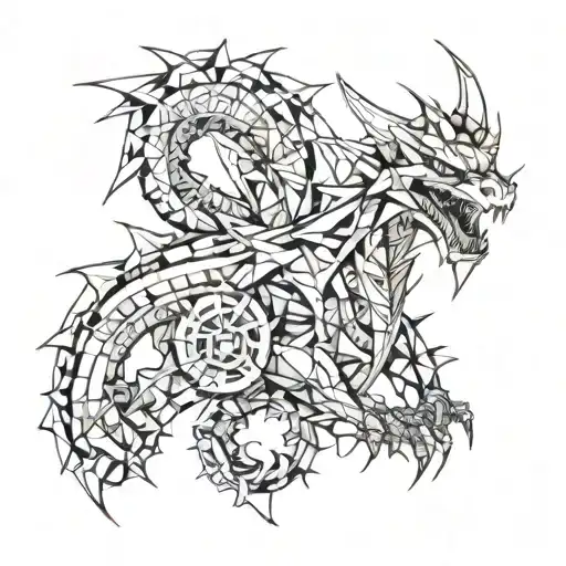 mechanical dragon tattoo design idea