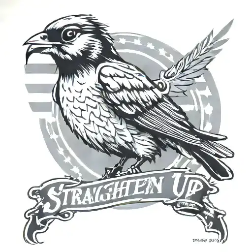 eminem mocking jay bird with text under reading "Straighten up, little soldier Stiffen up that upper lip" tattoo design idea