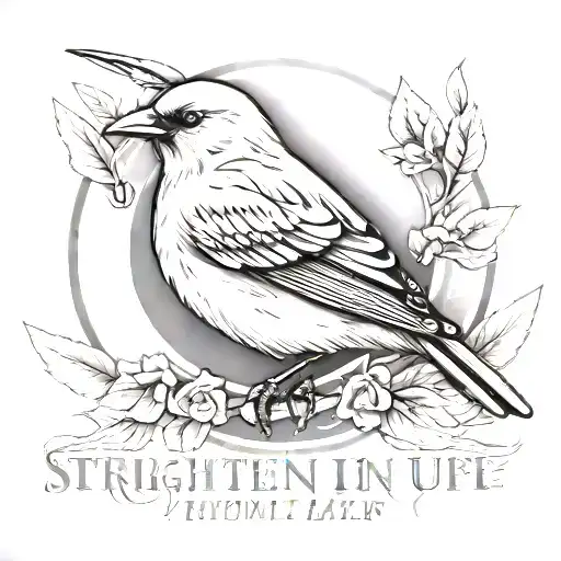 eminem mocking jay bird with text under reading "Straighten up, little soldier Stiffen up that upper lip"   tattoo design idea
