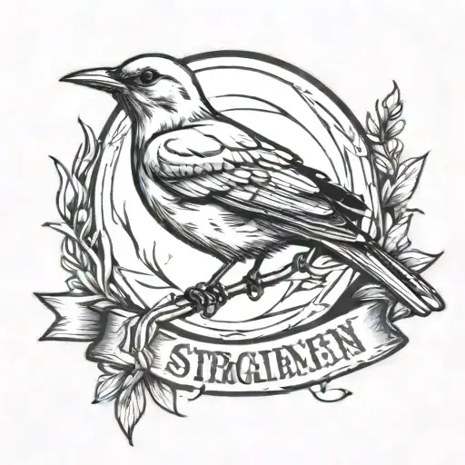 eminem mocking jay bird with text under reading "Straighten up, little soldier Stiffen up that upper lip"   tattoo design idea
