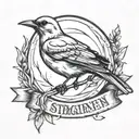 eminem mocking jay bird with text under reading "Straighten up, little soldier Stiffen up that upper lip"   tattoo design idea