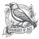 eminem mocking jay bird with text under reading "Straighten up, little soldier Stiffen up that upper lip"   tattoo design idea