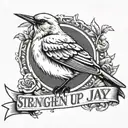 eminem mocking jay bird with text under reading "Straighten up, little soldier Stiffen up that upper lip"   tattoo design idea