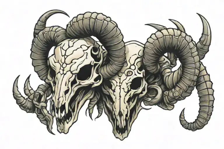 ram skull   scorpion intertwined   tattoo design idea