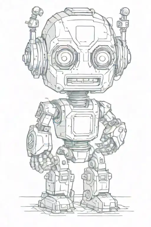robot with thumbs up but inside his head everything is clumsy tattoo design idea