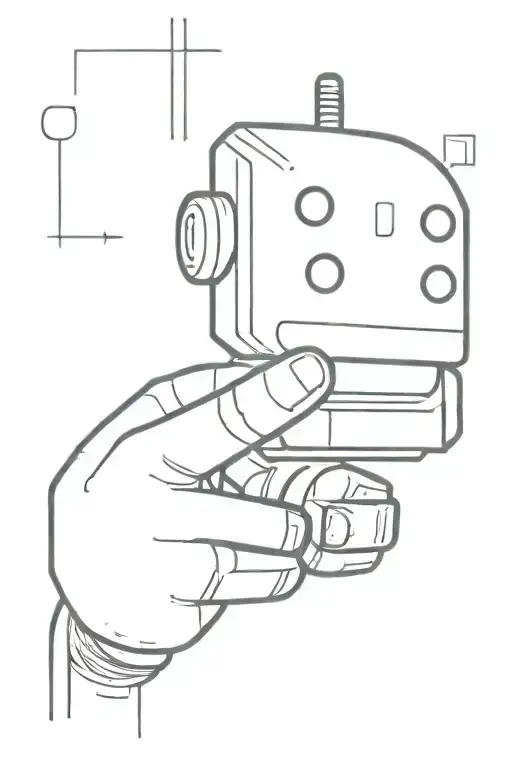 robot with thumbs up but inside his head everything is clumsy tattoo design idea
