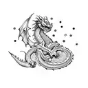 dragon eating a sand clock tattoo design idea
