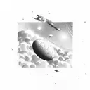 shooting stars through clouds tattoo design idea