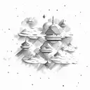 shooting stars through clouds tattoo design idea