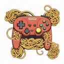 nintendo controller intertwined with spaghetti   tattoo design idea