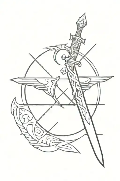 valkyrie sword symbol tattoo design idea