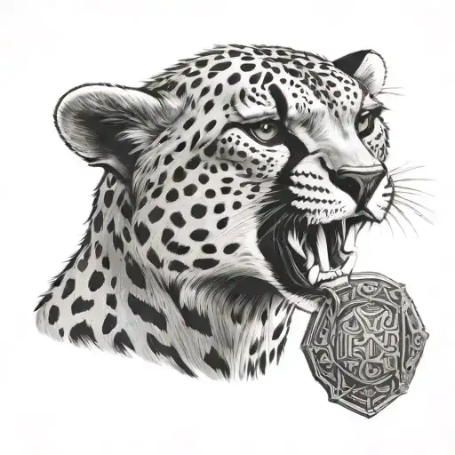 A cheetah with WWE championship belts wrapped around its body, showcasing strength and agility tattoo design idea