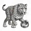 A cheetah with WWE championship belts wrapped around its body, showcasing strength and agility tattoo design idea