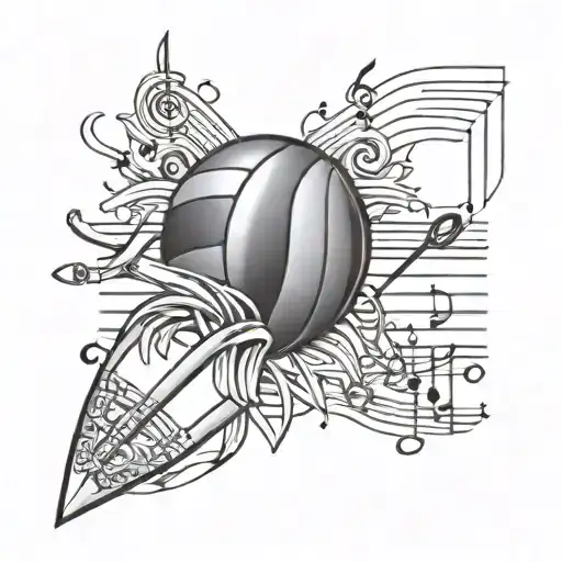 kayblade, volleyball, music sheet tattoo design idea